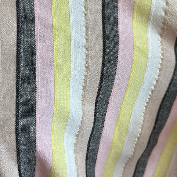 For Cynthia Pastel and Neutral Color Striped 55% Linen Top - Picture 3 of 7